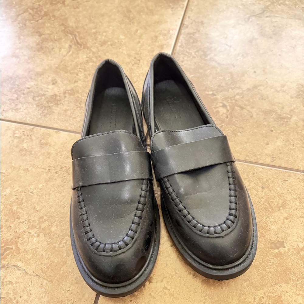Black Leather Penny Loafers